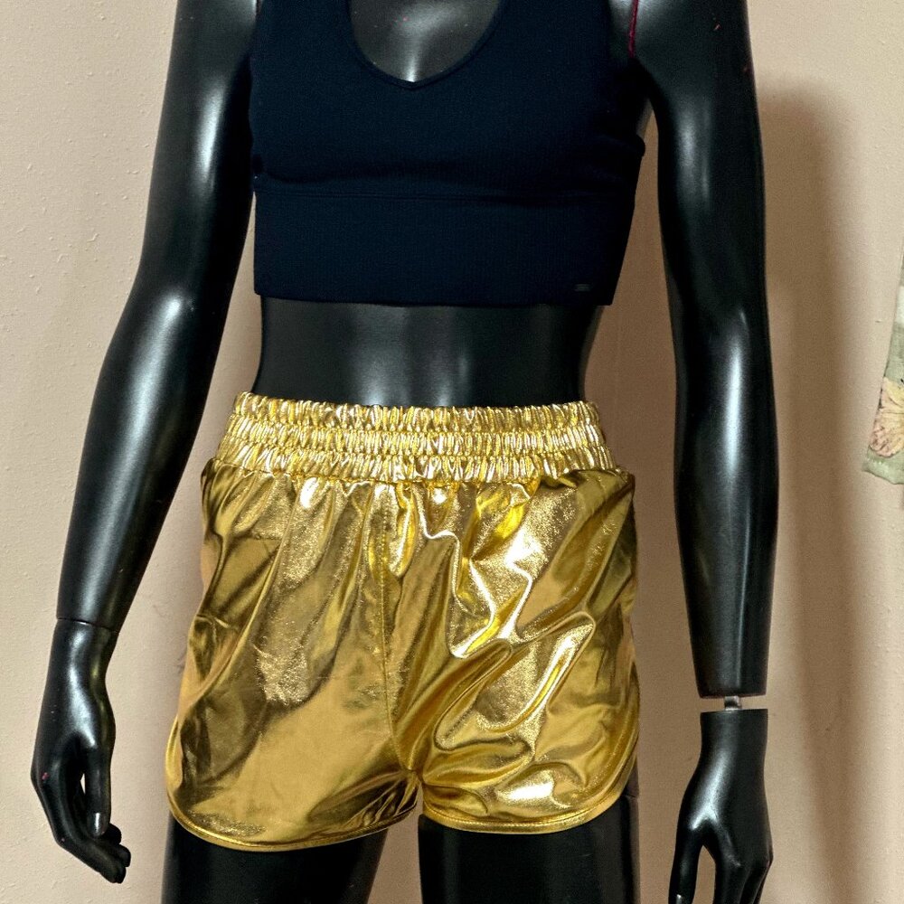 #0296 Perfashion Girls Metallic Shorts Sparkly Shiny Hot Pants Gold